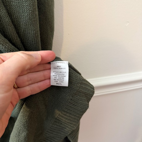 MABLE Knit Wrap Midi Dress Green Long Sleeve Belted V Neck Women - Picture 5 of 6